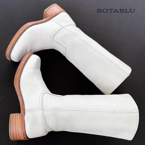 SOLD FRYE Campus Rare White 14L Western Motorcycle Tall Vintage Boots Womens 9.5 - Picture 3 of 11